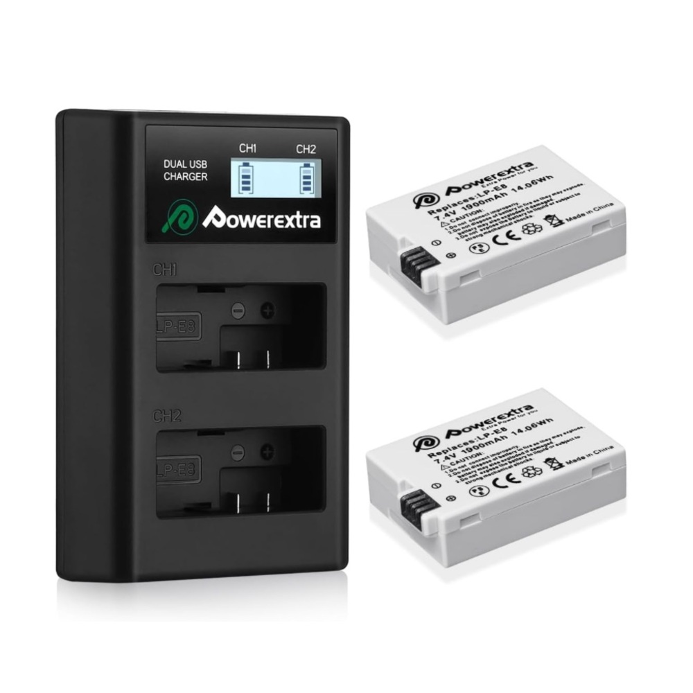 - Powerextra LP-E8 Compatible with Canon LP E8 Battery slightly used - 1 battery